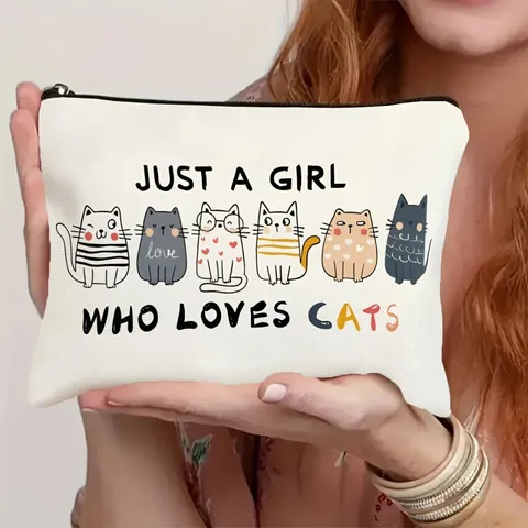 Damen Mode Urban Minimalistisch Clutch Tasche Cartoon Tier Buchstaben Druck Kosmetiktasche Polyester Reißverschluss Handtasche Tägliche Geldbörse Reisen Organizer Geschenk Für Damen