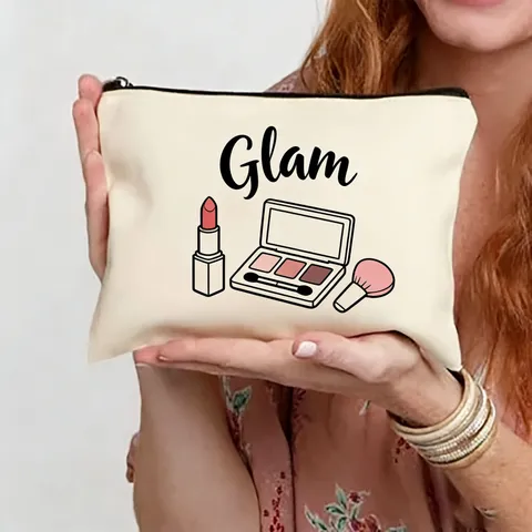 Women Fashion Polyester Makeup Bag Minimalist Clutch Bag With Zipper Cosmetic Pouch For Daily Travel Organization Lady Handbag Gift