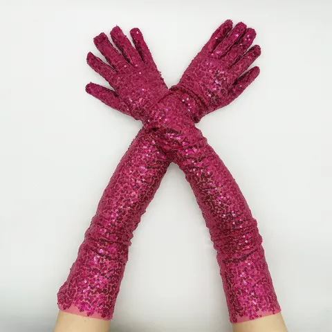 Women Long Sequin Gloves Sparkly Stretch Opera Gloves For Evening Party Prom Stage Performance Costume Accessories