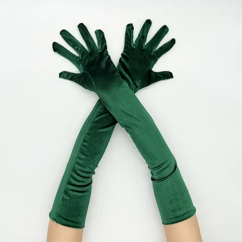 Long Velvet Gloves Women Retro Opera Goth Evening Party Stage Performance Costume Accessories Winter Warm Gloves