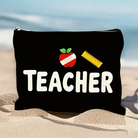 Stedelijk Minimalistisch Polyester Bedruckt Cosmeticatas Horizontaal Vierkant Ritssluiting Lerarendag Cadeau Dames Opslag Organisatie Tas