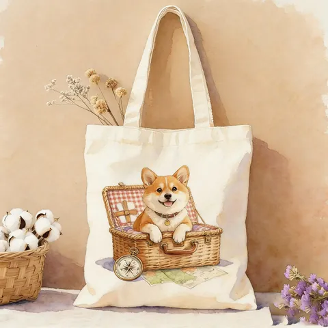 Mode Bedruckt Segeltuch Tote Bag Für Damen Herren Retro Künstlerisch Tierillustration Aquarell Große Kapazität Offen Schulter Handtasche Für Reise Strand Alltag