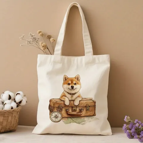 Mode Bedruckt Segeltuch Tote Bag Für Damen Herren Retro Künstlerisch Tierillustration Aquarell Große Kapazität Offen Schulter Handtasche Für Reise Strand Alltag