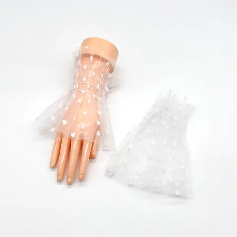 Lace Polka Dot Frill Party Sleeves Halloween Accessories Black Mesh Ruffle Arm Sleeves Women Fashion Gloves