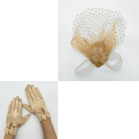 Style 1920 Rétro Flapper Plume Coiffe Et Satin Nœud Gants Ensemble Gatsby Fête Costume Bal Femmes Accessoires