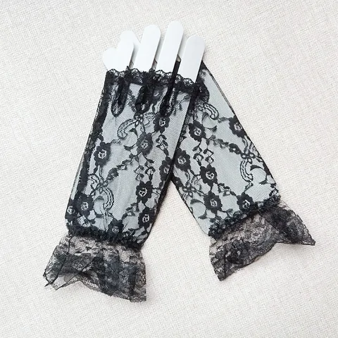 Women Half Finger Lace Gloves Summer Sun Protection UV Protection Ruffle Lace Trim Elegant Fashion Apparel Accessories