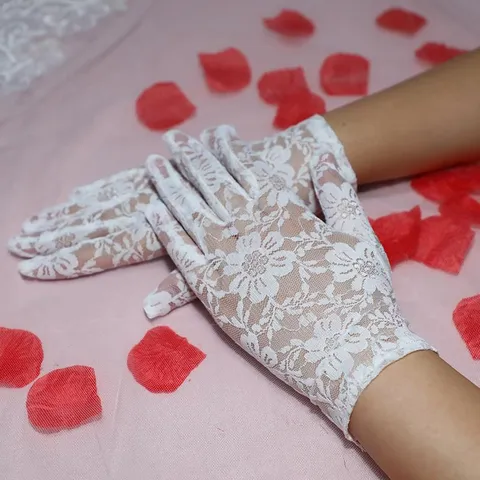 Gants Pleins Doigts en Dentelle pour Femmes Élégants Floraux Protection Solaire Transparents Gants Respirants Pour Mariage Fête Quotidien