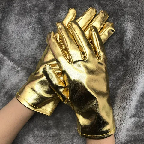 Gants de Cosplay de Performance de Scène pour Adultes en Cuir Synthétique Sexy Gants de Fête Brillants Fins Réfléchissants Accessoires Unisexe
