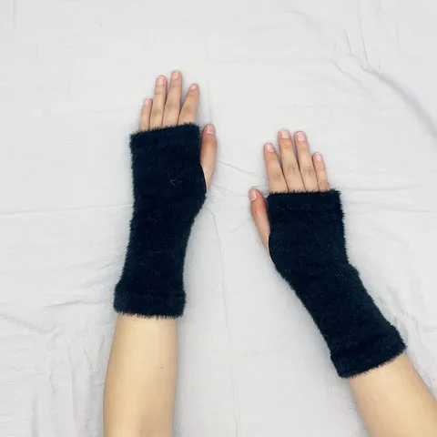 Gants Demi-Doigt en Fausse Fourrure de Vison Chauds d'Hiver Mitaines Tricotées Tactiles Style Doux pour Femmes et Hommes Quotidien