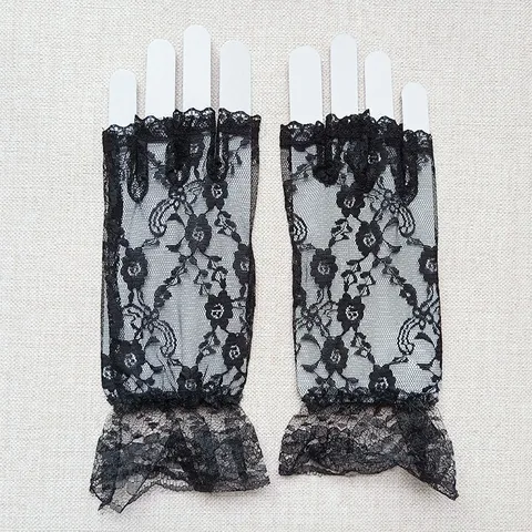 Women Half Finger Lace Gloves Summer Sun Protection UV Protection Ruffle Lace Trim Elegant Fashion Apparel Accessories