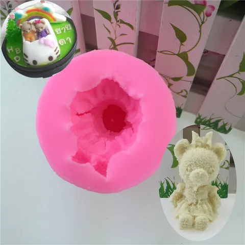 3D Bear Silicone Mold Cartoon Animal Shaped Baking Tool For Fondant Cake Chocolate Mousse Pastry Soap Handmade Clay DIY