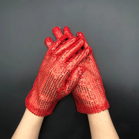 Gants Réfléchissants à Paillettes Fins de Mode pour Performance sur Scène Adulte Accessoire de Costume de Fête