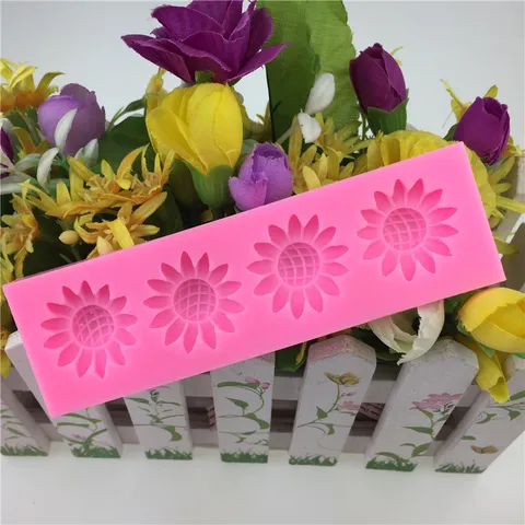 Silicone Sunflower Cake Mold Pink Floral Fondant Baking Tool Sugar Craft Mold For Kitchen Chocolate Pastry Dessert Making