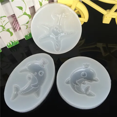 Silicone Mirror DIY Crystal Epoxy Resin Mold Starfish Dolphin Cartoon Ocean Series Molds For Craft Jewelry Pendant Making