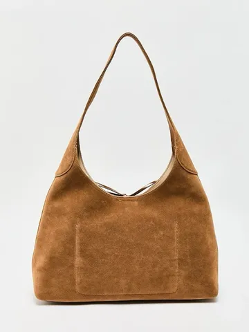 Borsa a Tracolla in Scamosciato Vintage da Donna Grande Capacità Borsa Tote Hobo Casual Con Fiocco e Coulisse Borsa Quotidiana