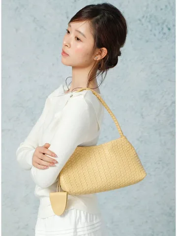 Borsa Sottobraccio in Ecopelle Tessuta Francese Casual Grande Capacità Borsa a Tracolla Versatile Donna Moda Chic