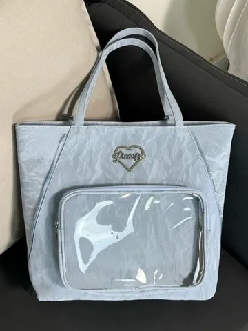 Borsa Tote con Cuore a Increspatura d'Acqua Grande Capacità Multifunzionale Casual Borsa a Spalla Tracolla Zaino Donna