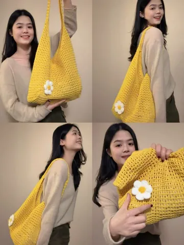 Borsa Tote in Tessuto a Maglia Floreale Traforata Casual da Donna Grande Capacità Stile Rilassato Borsa a Tracolla