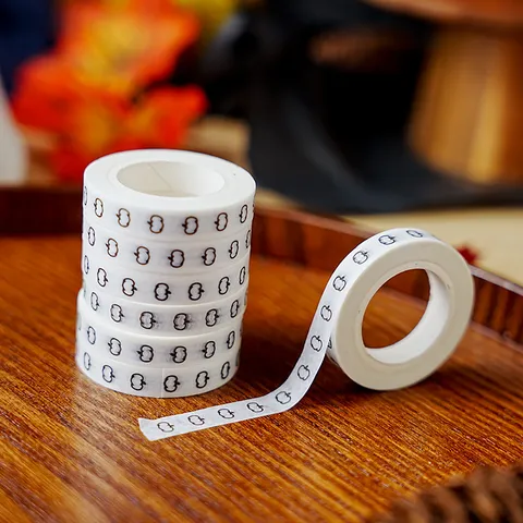 Halloween Pumpkin Pattern Washi Tape Black White Printed Decorative Paper Tape DIY Craft Scrapbooking Stationery Journal Decoration Accessory