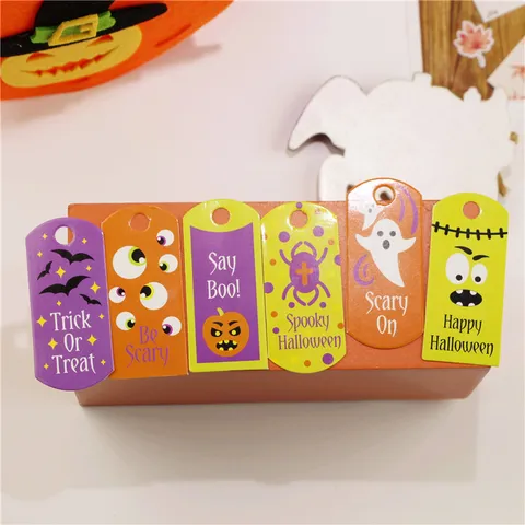 Cartellini Regalo in Carta di Halloween Zucca Fantasma Pipistrello Ragno Cartoline Messaggio Stampate Decorazioni Sospese per Festa Fai da Te