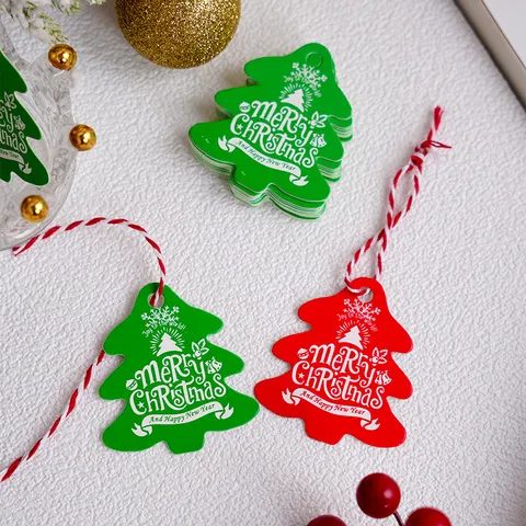 Cartellini Appesi in Carta a Forma di Albero di Natale Rossi Verdi Etichette per Confezioni Regalo Biglietti di Auguri per Decorazione della Festa di Natale