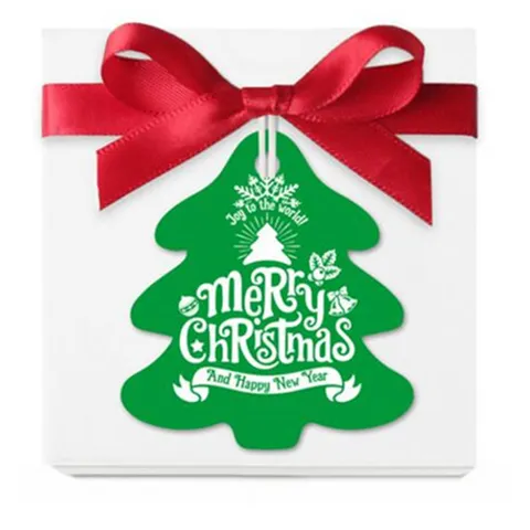 Grüne Weihnachtsbaum Form Papierkarton Geschenkanhänger Festlicher Druck Blanko Nachricht Hängende Dekorative Etiketten Für Feiertagsverpackung Dekoration