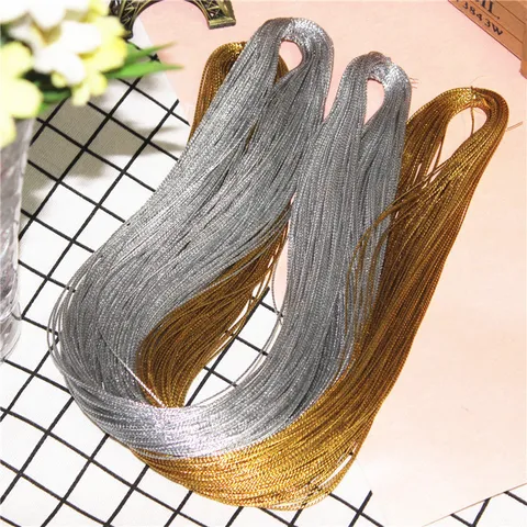 Metallic Cord Polyester Ribbon For Gift Wrapping DIY Craft Tag Tie Rope Glitter String For Holiday Party Decoration Gold Silver
