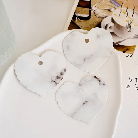 Minimalist Marble Pattern Paper Message Card Ins Light Color Flower Gift Hanging Tag Holiday Decoration Heart Round Wave Edge Writing Card