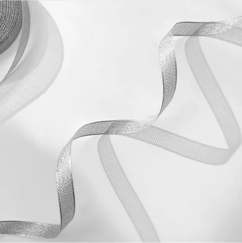 Ruban Décoratif en Poliester Métallisé Pailleté Garniture Brillante pour Emballage de Boîte Cadeau Gâteau Boulangerie Mariage