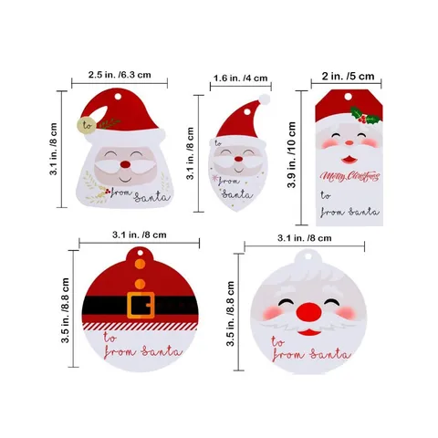 Christmas Santa Claus Hang Tag Paperboard Creative Gift Label Cards Decorative Bookmark Packing Labels For Holiday Party Ornament Decor