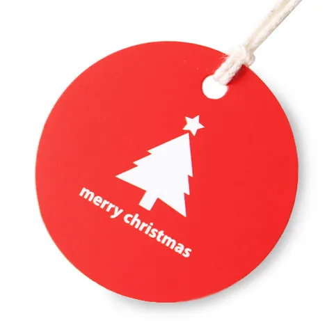 Round Cardstock Christmas Gift Tags Merry Christmas Tree Hanging Labels Decorative Holiday Present Wrapping With String