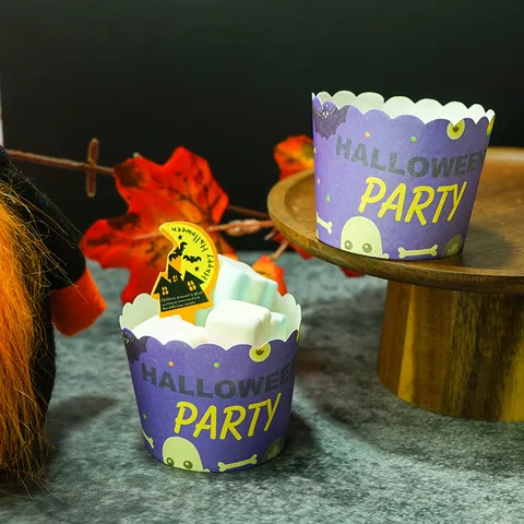 Caissettes Cupcake Halloween Dessin Animé Citrouille Fantôme Imprimé Papier Moules Cuisson Pour Festival Dessert Fête Décoration