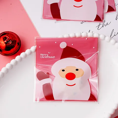 Weihnachten Weihnachtsmann Rosenrot OPP Kunststoff Selbstschließend Verpackungstüte Bedruckt Festlich Plätzchen Süßigkeiten Geschenkbeutel Für Bäckerei Feiertag Party Deko
