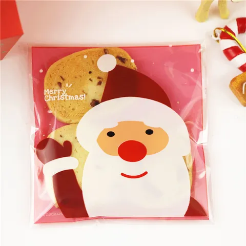 Weihnachten Weihnachtsmann Rosenrot OPP Kunststoff Selbstschließend Verpackungstüte Bedruckt Festlich Plätzchen Süßigkeiten Geschenkbeutel Für Bäckerei Feiertag Party Deko