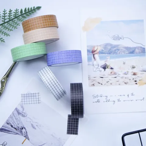 Nastro Washi a Quadri Griglia Geometrica Nastro Adesivo di Carta Decorativo per Scrapbooking per Diario Artigianato Fai da Te Album Fotografico Cancelleria Confezione Regalo Decorazione