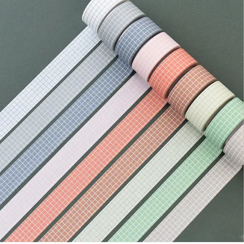 Nastro Washi a Quadri Griglia Geometrica Nastro Adesivo di Carta Decorativo per Scrapbooking per Diario Artigianato Fai da Te Album Fotografico Cancelleria Confezione Regalo Decorazione