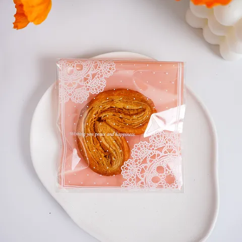 Sacchetti di Imballaggio Autoadesivi con Pizzo Rosa Chiaro OPP Sacchetti Regalo per Caramelle Gioielli Sapone Artigianale