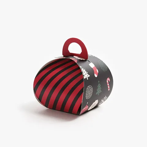Christmas Paper Gift Box Handheld Apple Packaging Case Red Handle Biscuit Candy Box Festive Party Favor Storage Holder