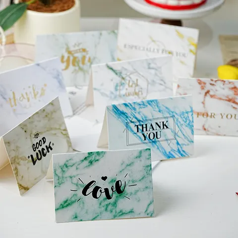Vintage Marble Pattern Gold Foiled Greeting Card Folded Blessing Card With Envelope For Business Festival Message Cards