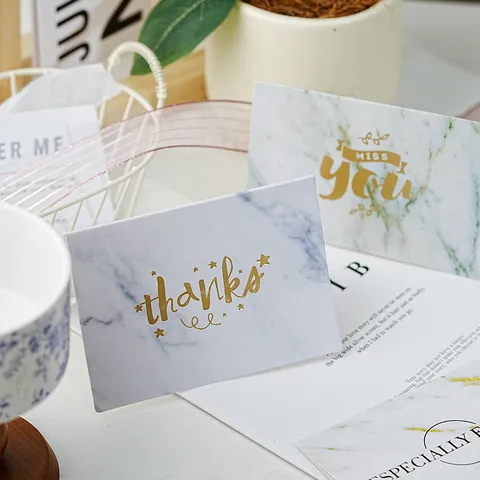 Vintage Marble Pattern Gold Foiled Greeting Card Folded Blessing Card With Envelope For Business Festival Message Cards