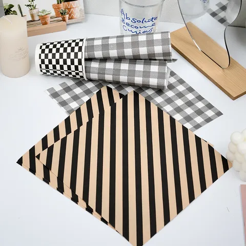 Modern Coated Paper Baking Paper Checkerboard Twill Printed Food Wrapper Greaseproof Sheets For Cake Sandwich Bakery Home Everyday