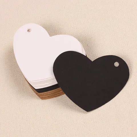 Étiquettes en Cœur en Papier Kraft Marque-pages Vierges Emballage Cadeau Étiquettes à Suspendre Cartes de Message DIY pour Fête de Mariage