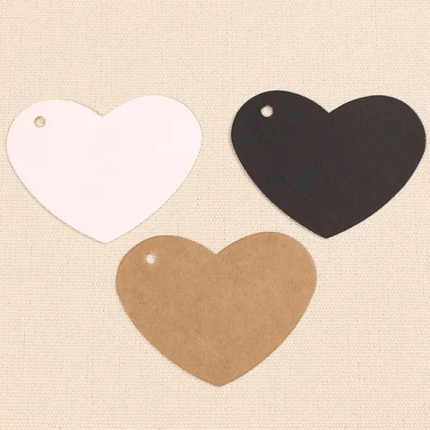 Étiquettes en Cœur en Papier Kraft Marque-pages Vierges Emballage Cadeau Étiquettes à Suspendre Cartes de Message DIY pour Fête de Mariage