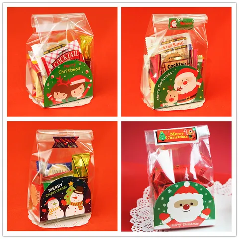Weihnachten Brot Kekse Kunststoff Transparent Toast Verpackungsbeutel Mit Festlichem Muster Kartenhalter Geschenktüten