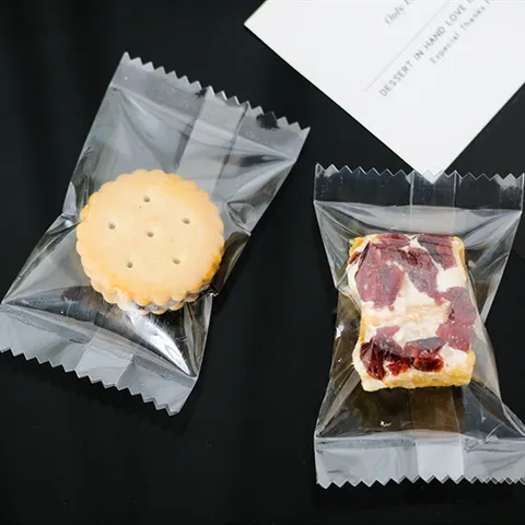 Transparent Plastic Packaging Bag Clear Mini Candy Cookie Pouches Heat Seal Jagged Edge Dessert Wrappers For Bakery Home Cooking