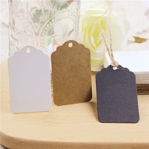 Vintage Scalloped Paper Gift Tags Blank Hanging Labels For Bakery Packaging Wedding Party Favors DIY Crafts Price Message Label