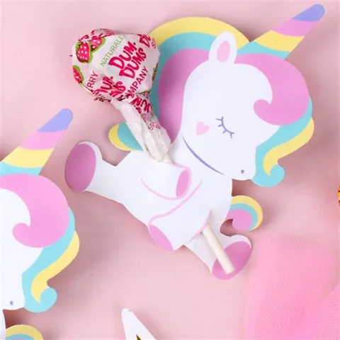 Cartoline Decorative Lecca Lecca Unicorno Carino Cartone Fioccaggio Per Festa Compleanno Bambini Decorazione Regalo