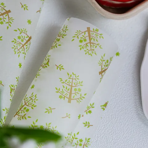 Food Grade Wax Paper Green Tree Pattern Printed Wrapping Paper For Bakery Gift Packaging Candy Paper Sheet