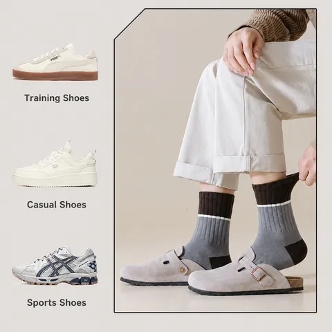 Men's Casual Sports Crew Socks Breathable Sweat-Absorbent Colorblock Versatile Mid-Tube Socks