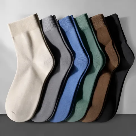 Men's Mid-Tube Sports Socks Breathable Deodorizing Polyester Solid Color Letter Print Casual Crew Socks For Daily Wear